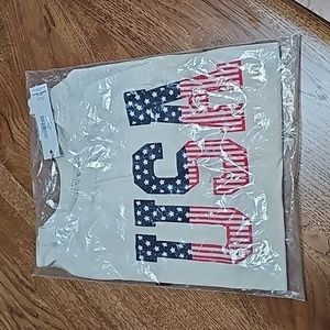 USA women's white tank top
